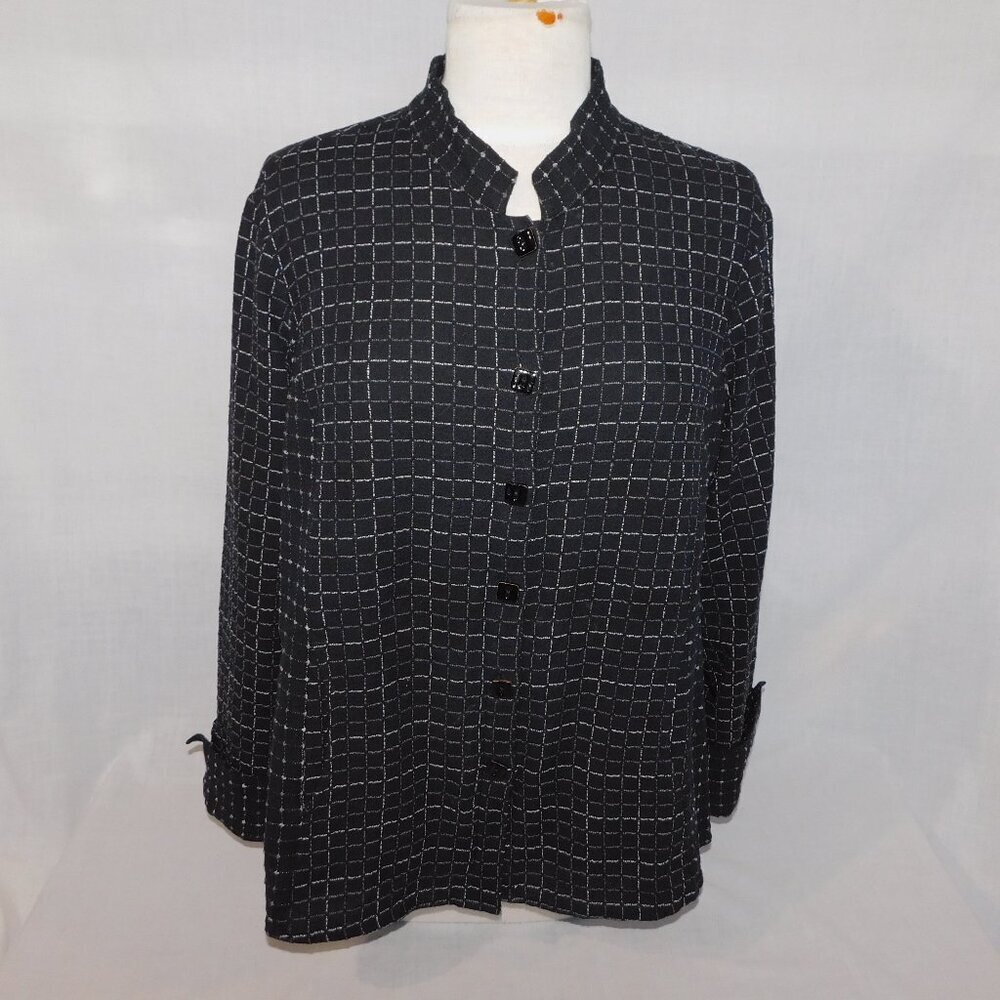 Habitat Black White Check light cotton Travel Jacket mandarin collar  Womens M
